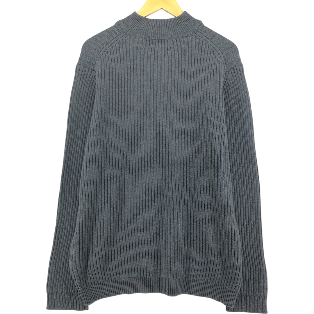 Eddie Bauer Ribbed Cotton Knit Half Zip Sweater, Men's Size L cotton gray type Vintage Second Hand