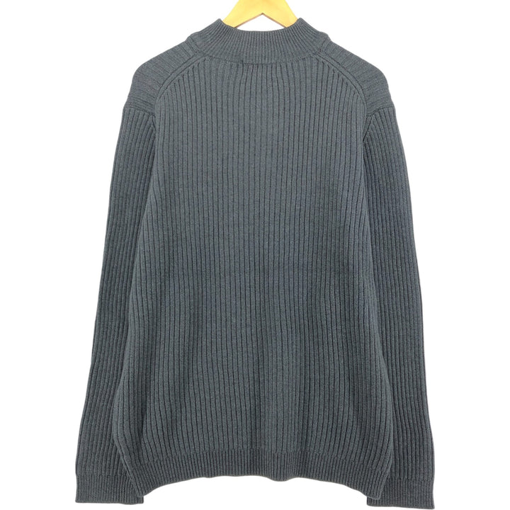 Eddie Bauer Ribbed Cotton Knit Half Zip Sweater, Men's Size L cotton gray type Vintage Second Hand