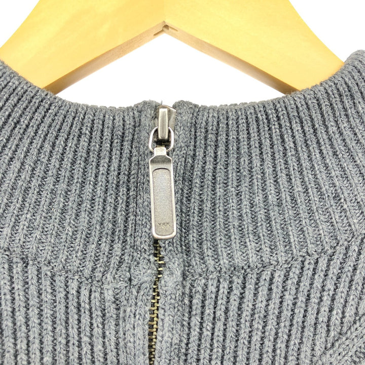 Eddie Bauer Ribbed Cotton Knit Half Zip Sweater, Men's Size L cotton gray type Vintage Second Hand