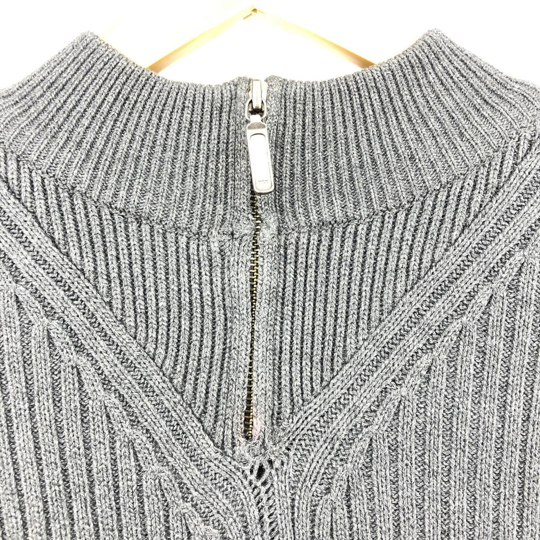 Eddie Bauer Ribbed Cotton Knit Half Zip Sweater, Men's Size L cotton gray type Vintage Second Hand