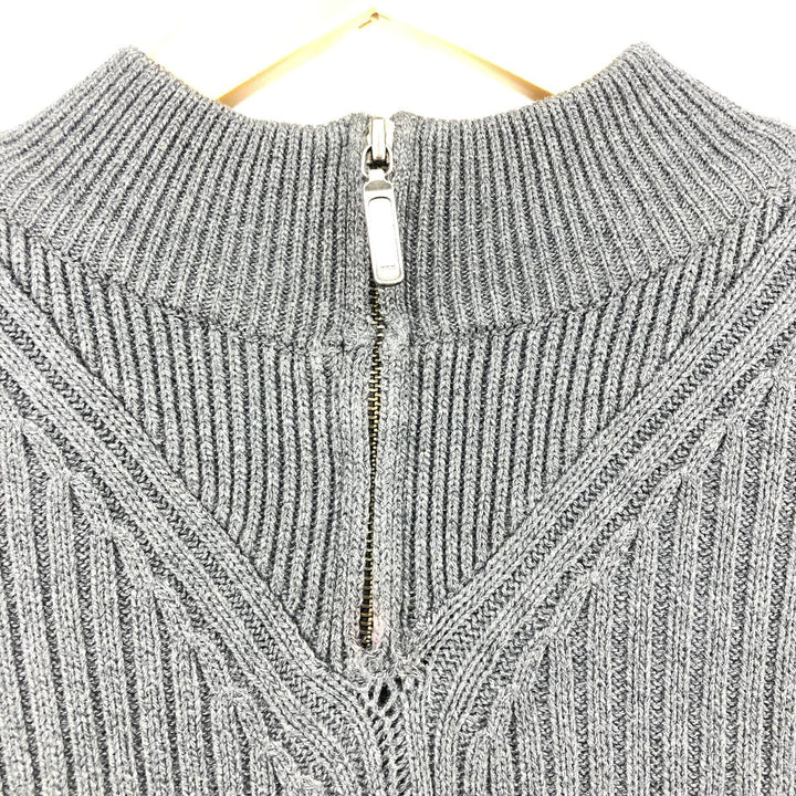 Eddie Bauer Ribbed Cotton Knit Half Zip Sweater, Men's Size L cotton gray type Vintage Second Hand