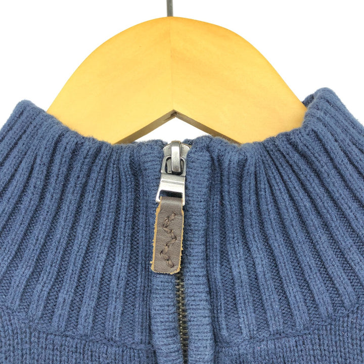 Eddie Bauer Cotton Knit Half Zip Sweater with Stripes, Men's Size XL cotton navy blue type Vintage Second Hand