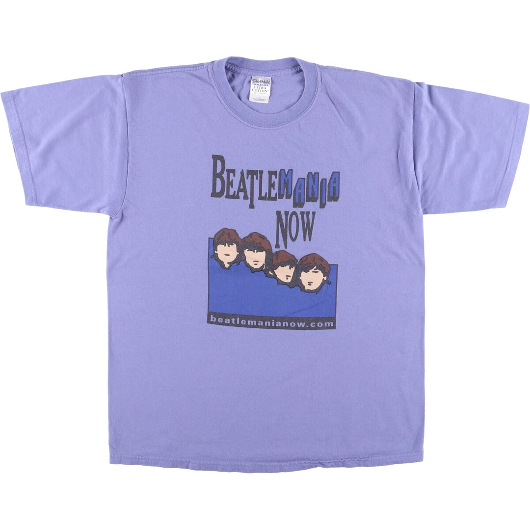 00'S Gildan THE BEATLES Band T-shirt, Band Tee, Men's L size cotton purple type Vintage Second Hand