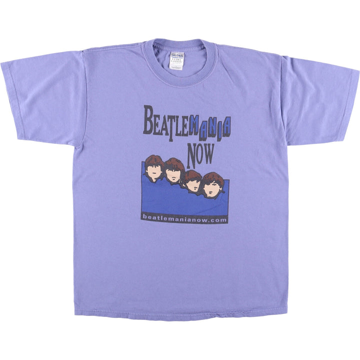 00'S Gildan THE BEATLES Band T-shirt, Band Tee, Men's L size cotton purple type Vintage Second Hand