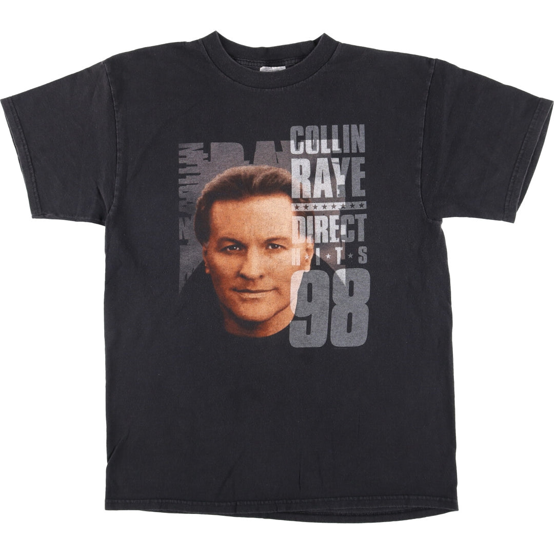 90'S TULTEX Collin Raye Band T-Shirt, Men's L Size, Double-sided Print cotton black type Vintage Second Hand