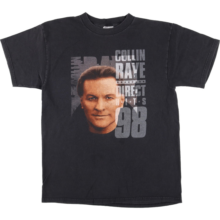 90'S TULTEX Collin Raye Band T-Shirt, Men's L Size, Double-sided Print cotton black type Vintage Second Hand