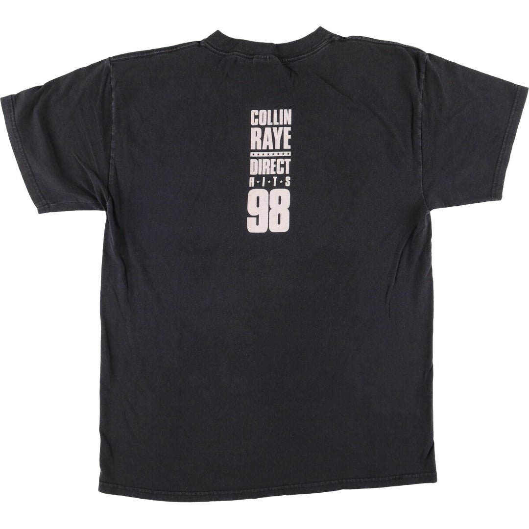90'S TULTEX Collin Raye Band T-Shirt, Men's L Size, Double-sided Print cotton black type Vintage Second Hand