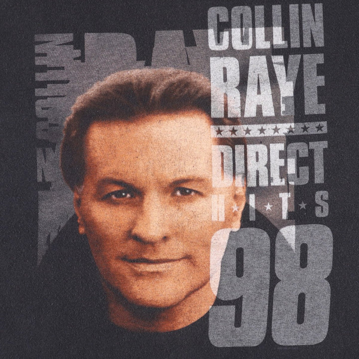90'S TULTEX Collin Raye Band T-Shirt, Men's L Size, Double-sided Print cotton black type Vintage Second Hand