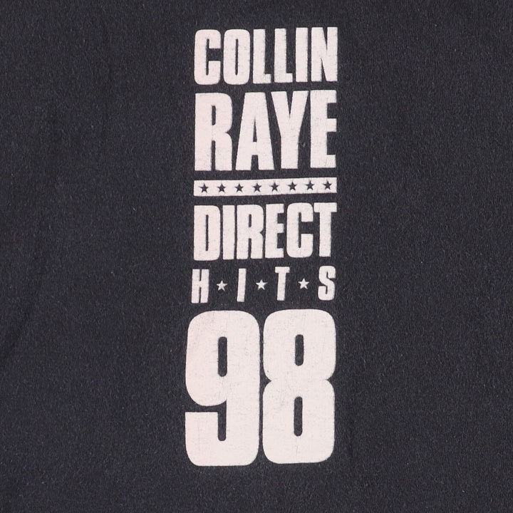 90'S TULTEX Collin Raye Band T-Shirt, Men's L Size, Double-sided Print cotton black type Vintage Second Hand