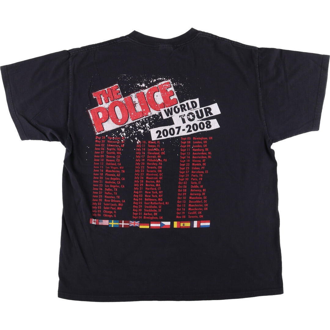 00'S Anvil THE POLICE Band T-shirt, Band T, Men's XL size cotton black type Vintage Second Hand