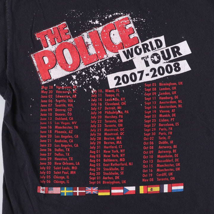 00'S Anvil THE POLICE Band T-shirt, Band T, Men's XL size cotton black type Vintage Second Hand