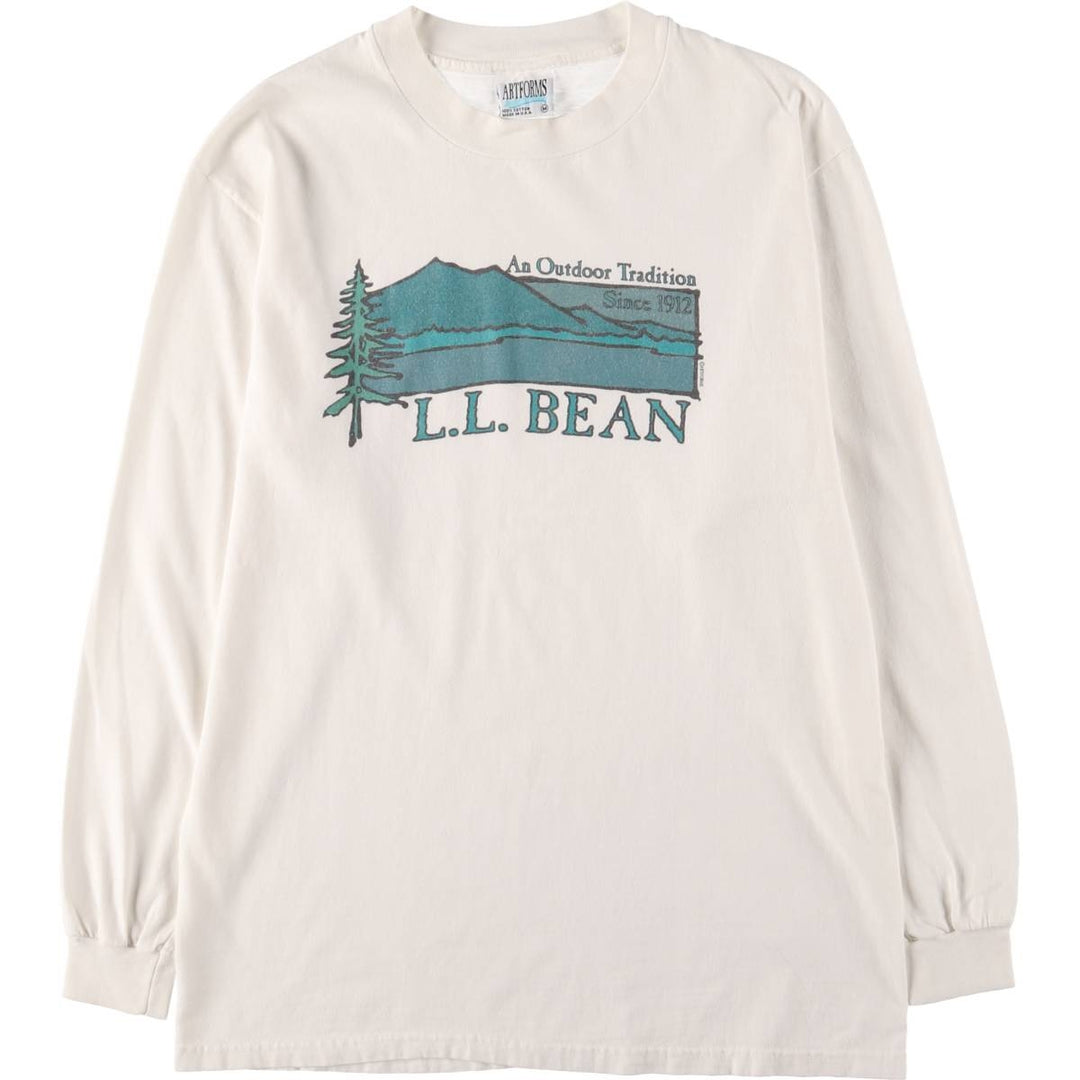 90'S ARTFORMS LLBean Long Sleeve T-Shirt, Made in USA, Men's Size Medium, Vintage cotton white type Vintage Second Hand