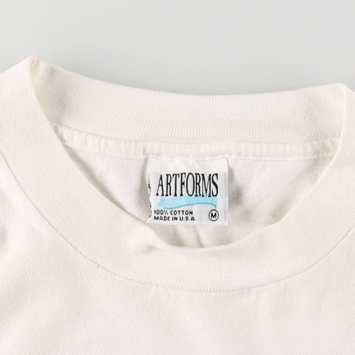 90'S ARTFORMS LLBean Long Sleeve T-Shirt, Made in USA, Men's Size Medium, Vintage cotton white type Vintage Second Hand