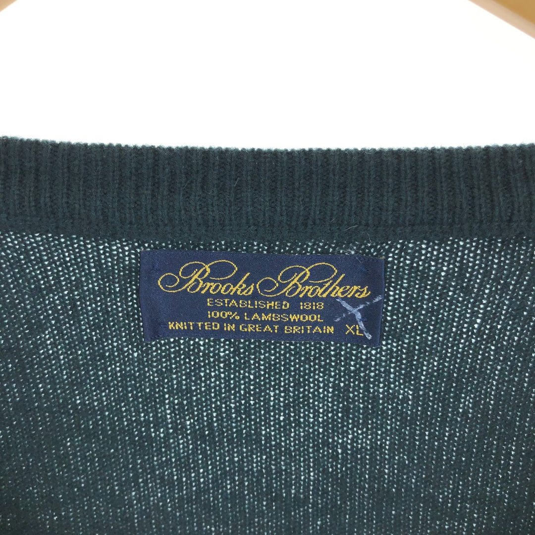 Brooks Brothers ESTABLISHED 1818 V-neck lambswool knit sweater, made in the UK, men's XL size /eaa502034