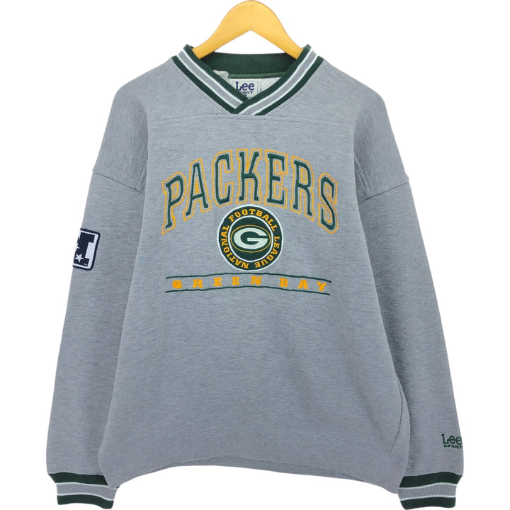 90'S Lee SPORT NFL GREEN BAY PACKERS V-neck sweatshirt, men's size L /eaa502095