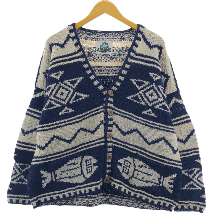 AMANO all-over print cardigan, men's size M /eaa502202