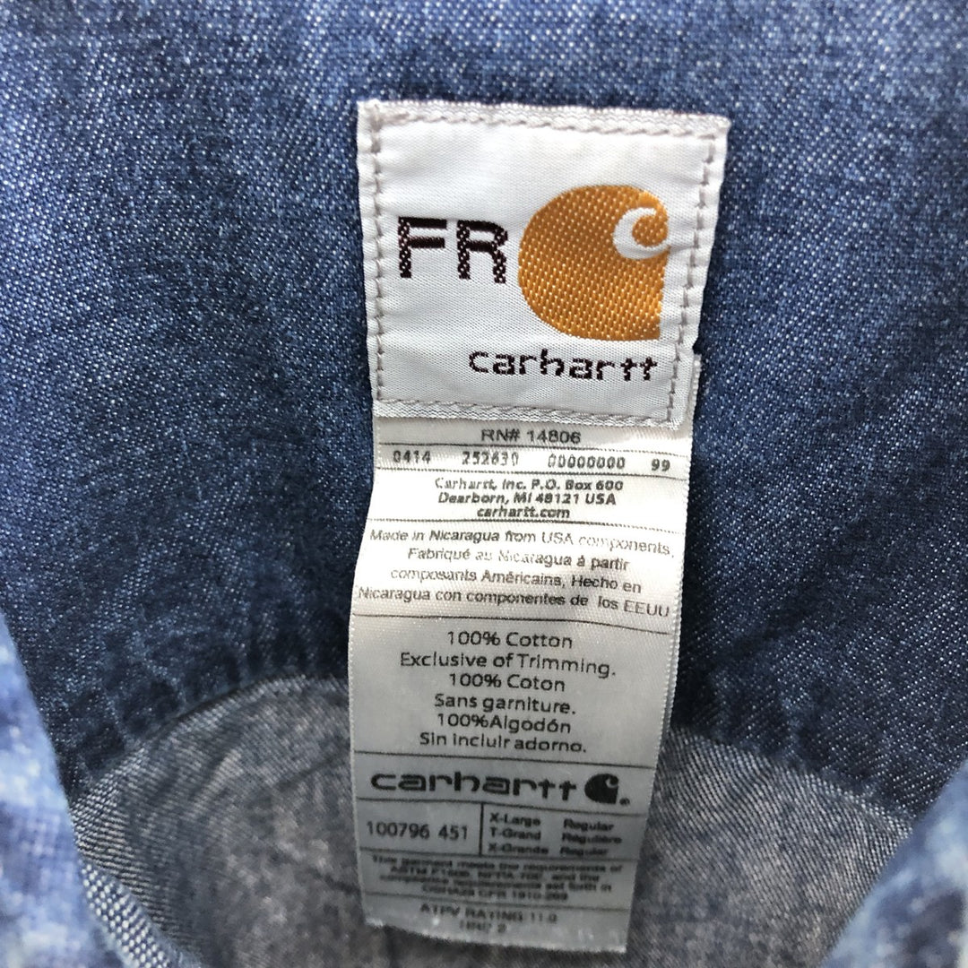 Carhartt FR Series Long Sleeve Button-Down Denim Shirt Men's XL /eaa502212