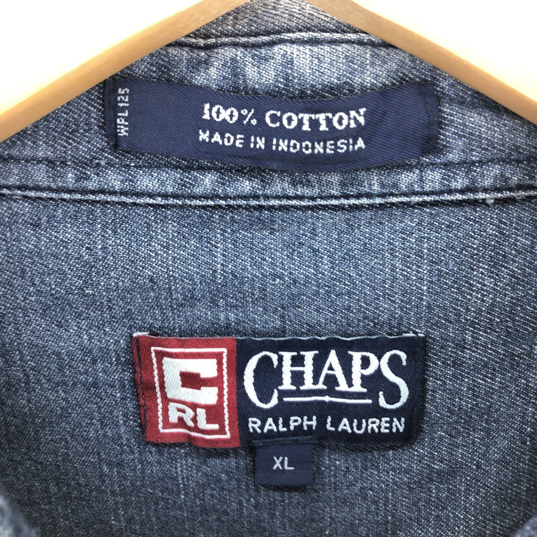 90'S Ralph Lauren CHAPS Long Sleeve Button Down Denim Shirt Men's XL Vintage /eaa502236