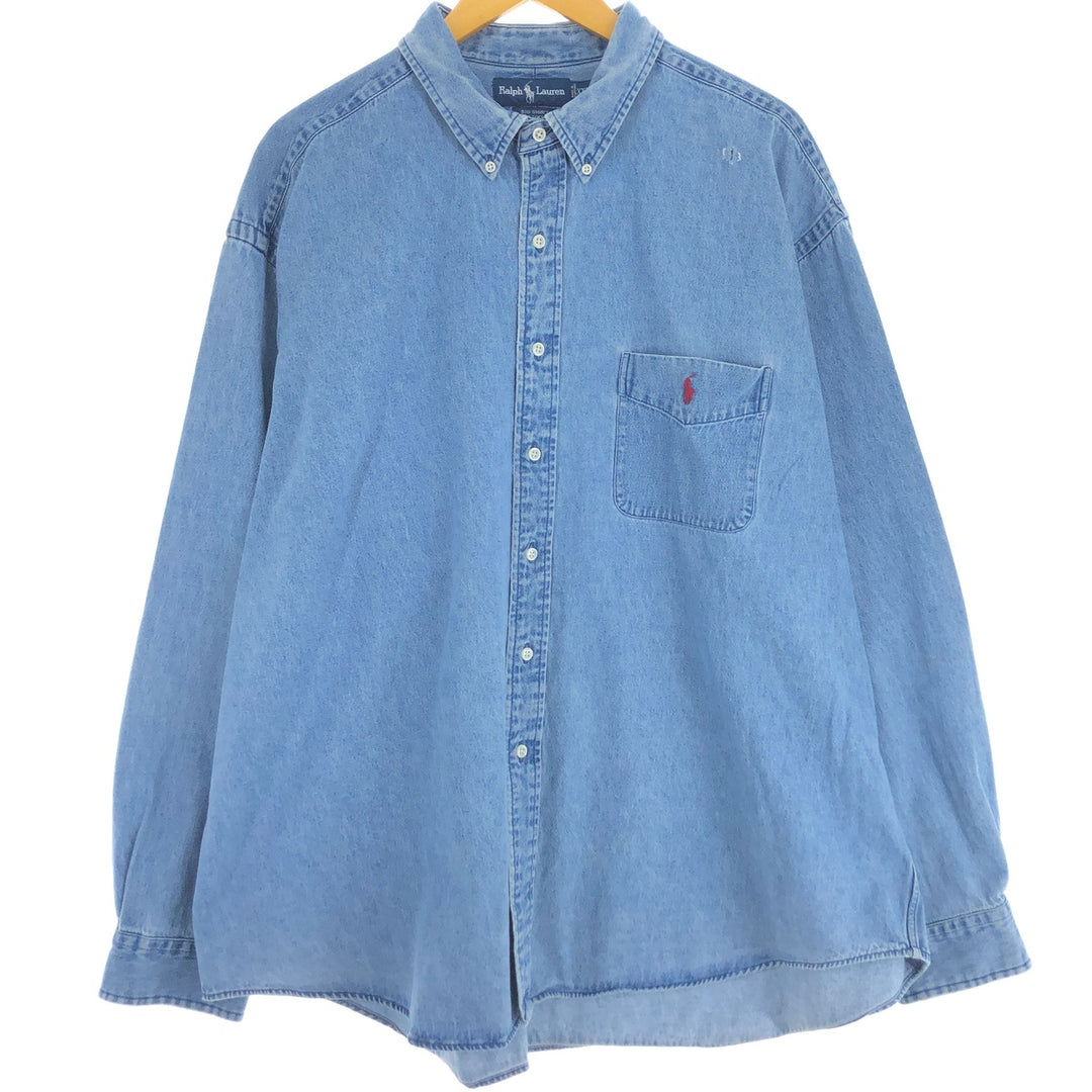 Ralph Lauren BIG SHIRT Long sleeve button-down denim shirt Men's XXL equivalent / eaa502237