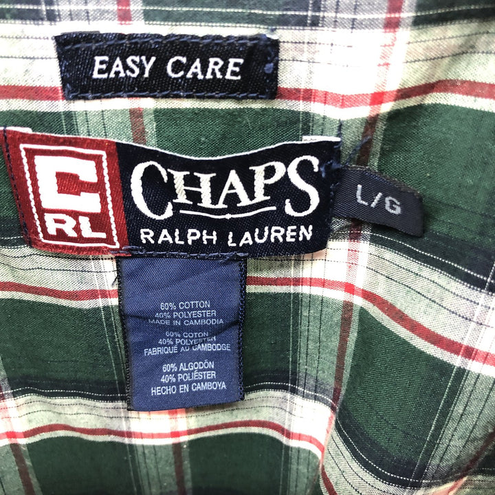 Ralph Lauren CHAPS One Point Long Sleeve Button Down Check Shirt Men's L Size Vintage /eaa502250