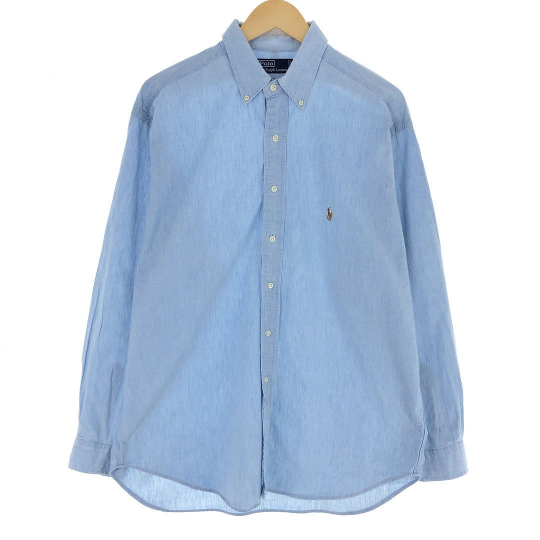 Ralph Lauren POLO by Ralph Lauren Long Sleeve Button Down Chambray Shirt Made in Canada Men's L /eaa502446