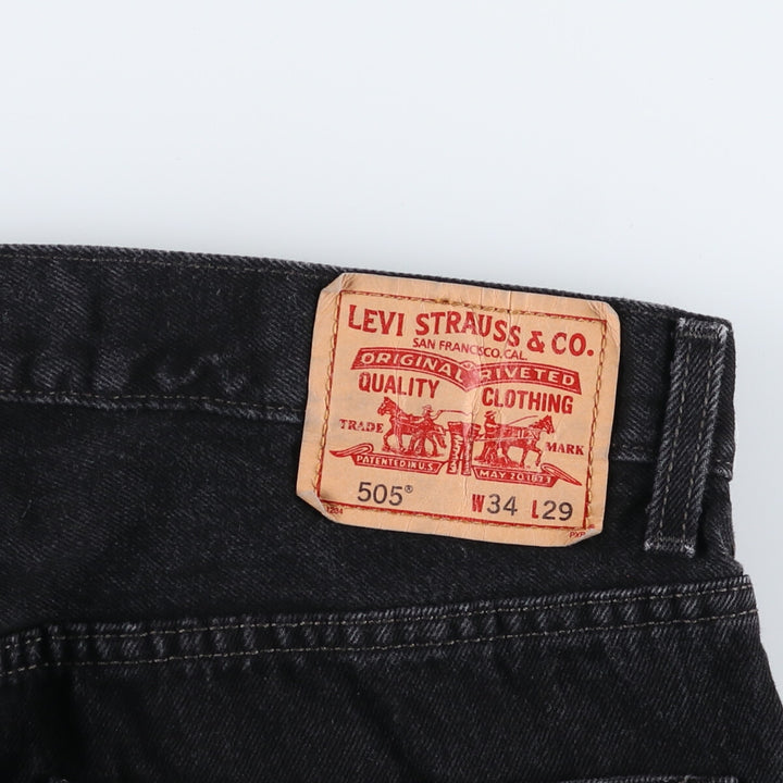 00'S Levi's 505 REGULAR FIT black denim tapered denim pants for men, size w34 / eaa502576