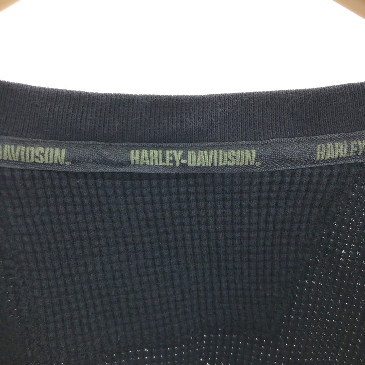 00'S Harley-Davidson Henley neck thermal long sleeve T-shirt waffle men's XL equivalent /eaa502737