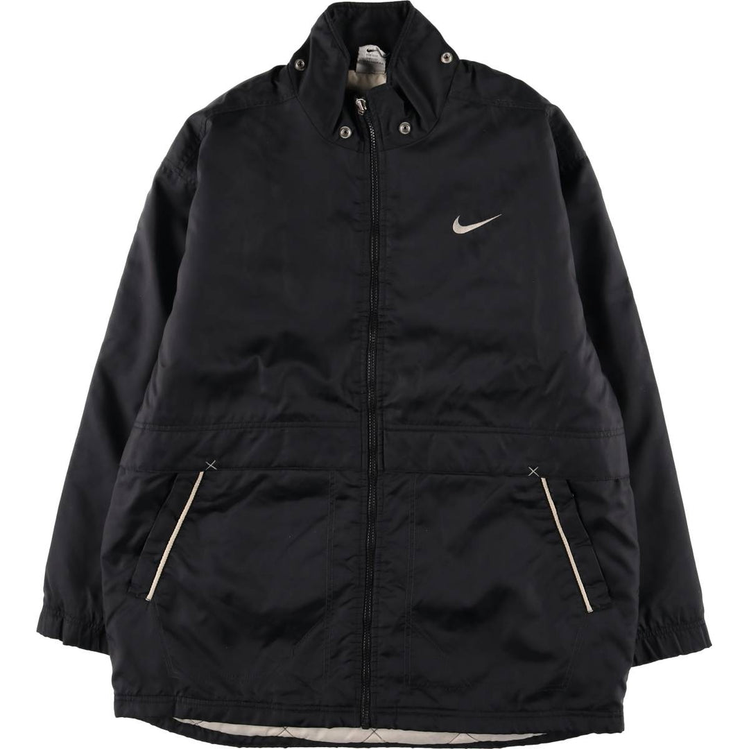 90'S Nike Back Logo Padded Puffer Jacket Men's Medium Vintage Nylon black type Vintage Second Hand