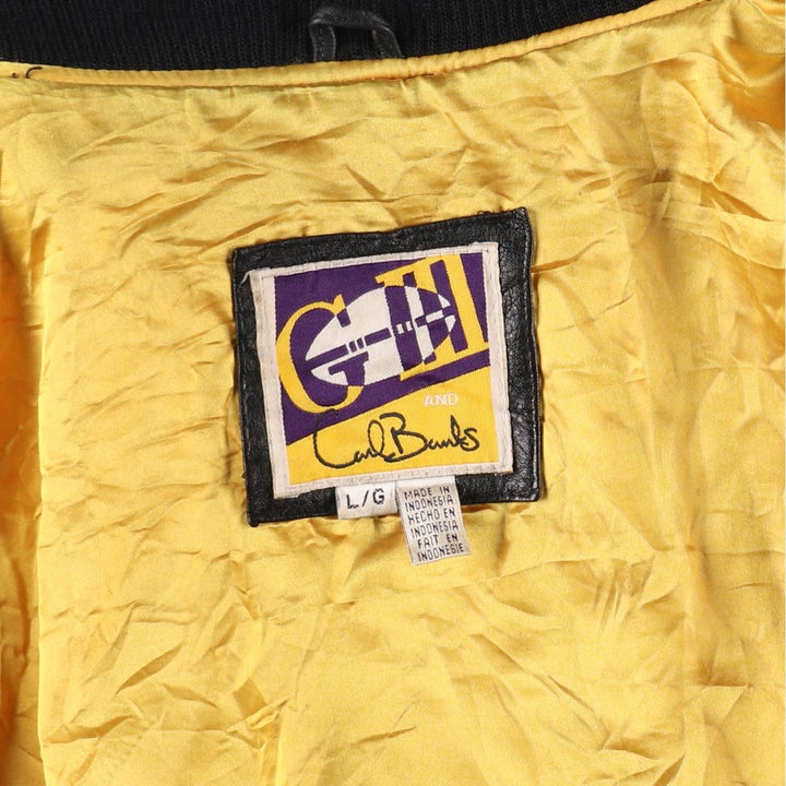 G-3 NFL MINNESOTA VIKINGS Minnesota Vikings All Leather Varsity Jacket Men's L size genuine leather black type Vintage Second Hand