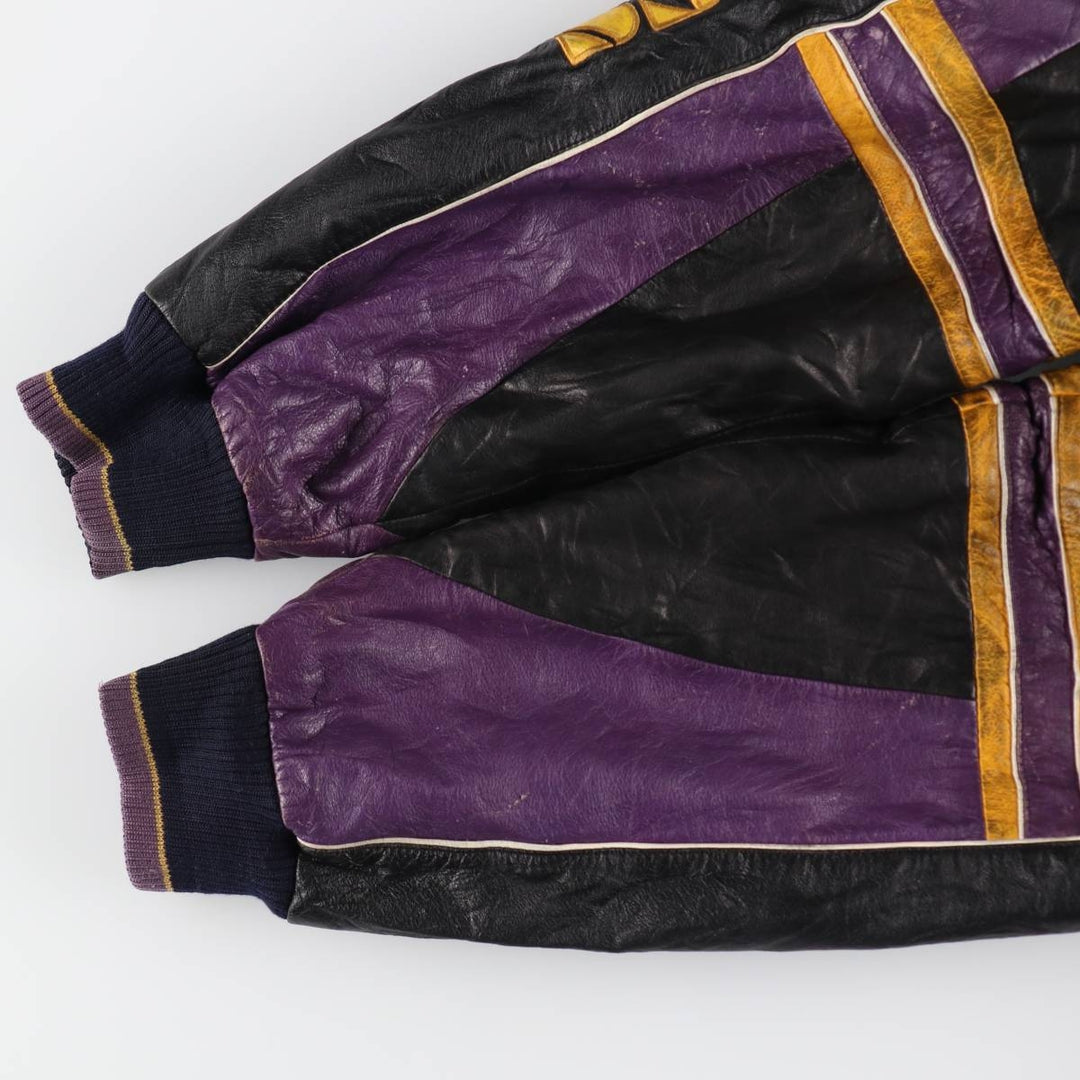 G-3 NFL MINNESOTA VIKINGS Minnesota Vikings All Leather Varsity Jacket Men's L size genuine leather black type Vintage Second Hand