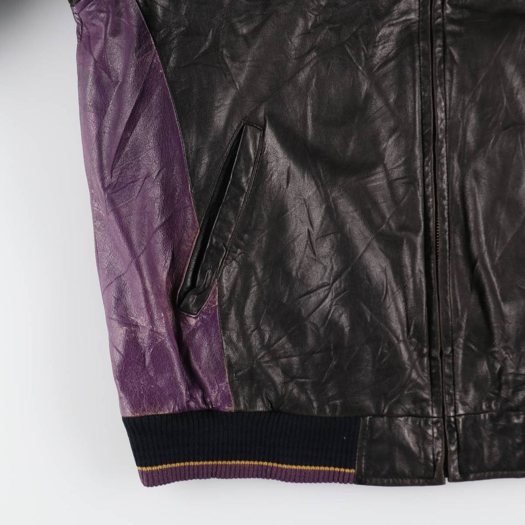 G-3 NFL MINNESOTA VIKINGS Minnesota Vikings All Leather Varsity Jacket Men's L size genuine leather black type Vintage Second Hand