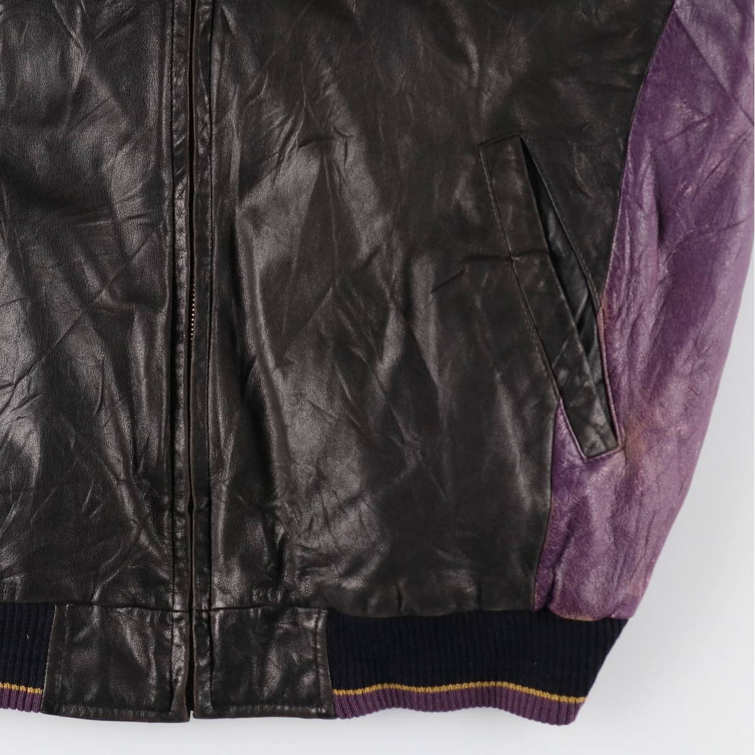 G-3 NFL MINNESOTA VIKINGS Minnesota Vikings All Leather Varsity Jacket Men's L size genuine leather black type Vintage Second Hand