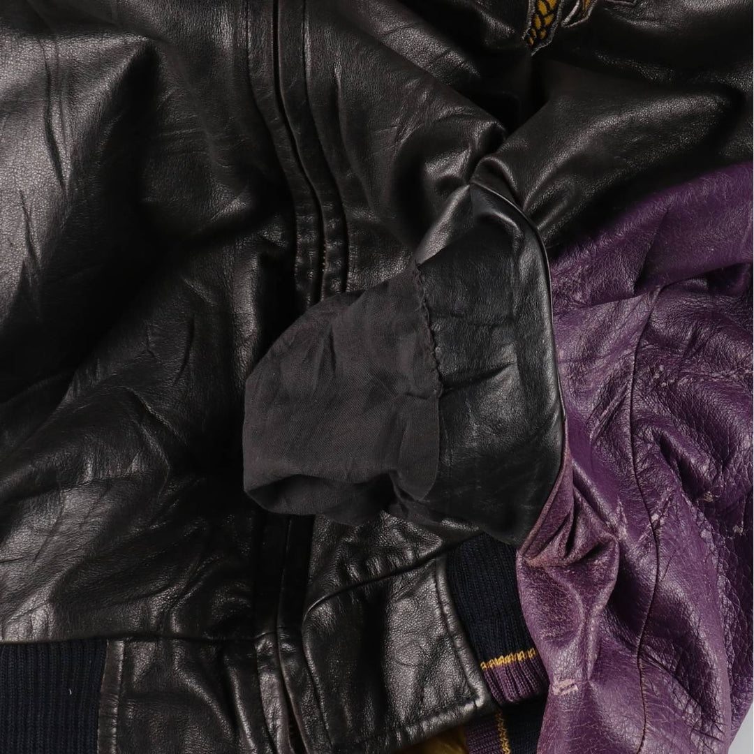 G-3 NFL MINNESOTA VIKINGS Minnesota Vikings All Leather Varsity Jacket Men's L size genuine leather black type Vintage Second Hand