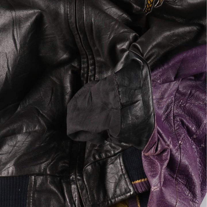 G-3 NFL MINNESOTA VIKINGS Minnesota Vikings All Leather Varsity Jacket Men's L size genuine leather black type Vintage Second Hand