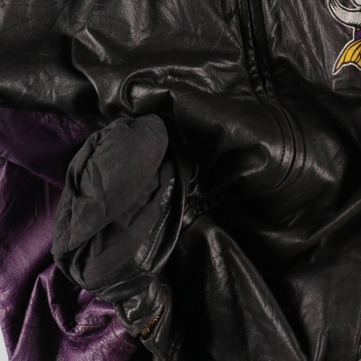 G-3 NFL MINNESOTA VIKINGS Minnesota Vikings All Leather Varsity Jacket Men's L size genuine leather black type Vintage Second Hand