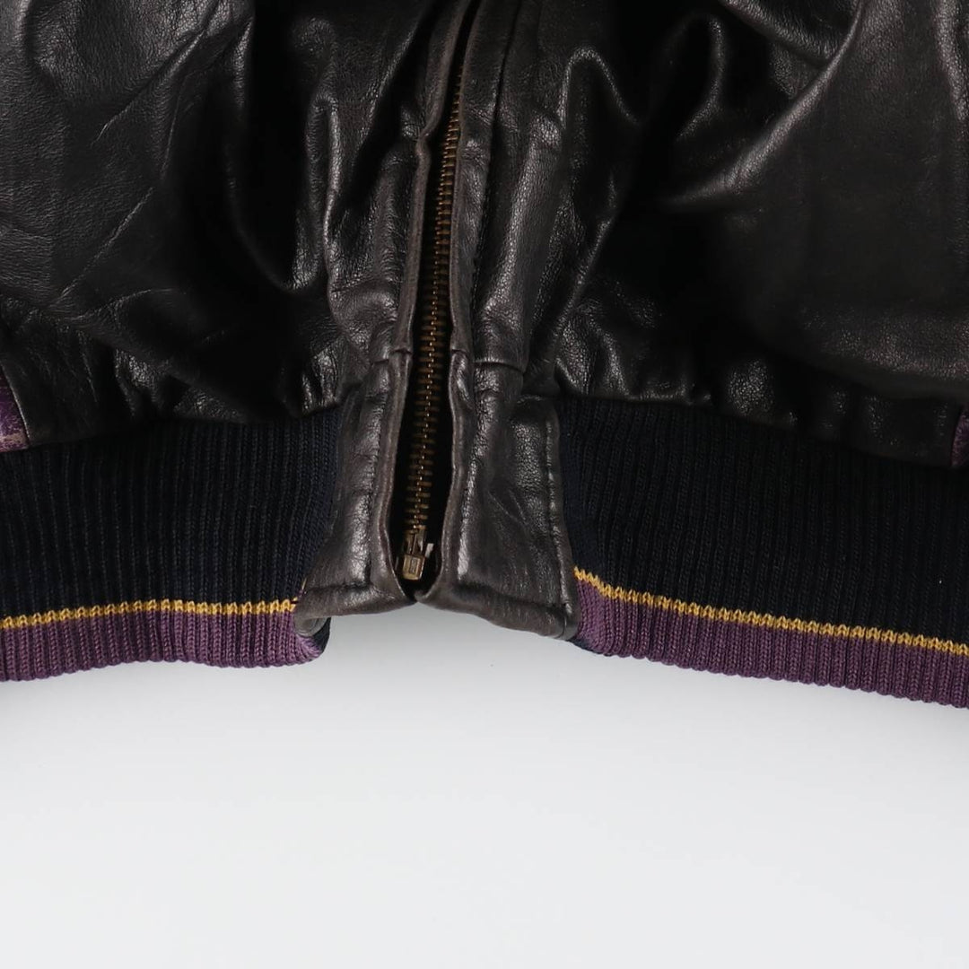 G-3 NFL MINNESOTA VIKINGS Minnesota Vikings All Leather Varsity Jacket Men's L size genuine leather black type Vintage Second Hand