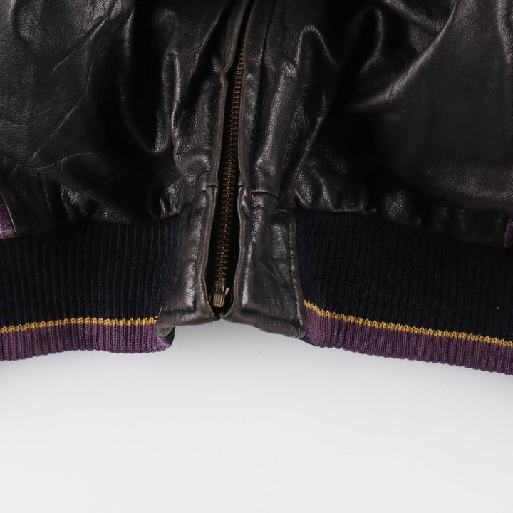 G-3 NFL MINNESOTA VIKINGS Minnesota Vikings All Leather Varsity Jacket Men's L size genuine leather black type Vintage Second Hand