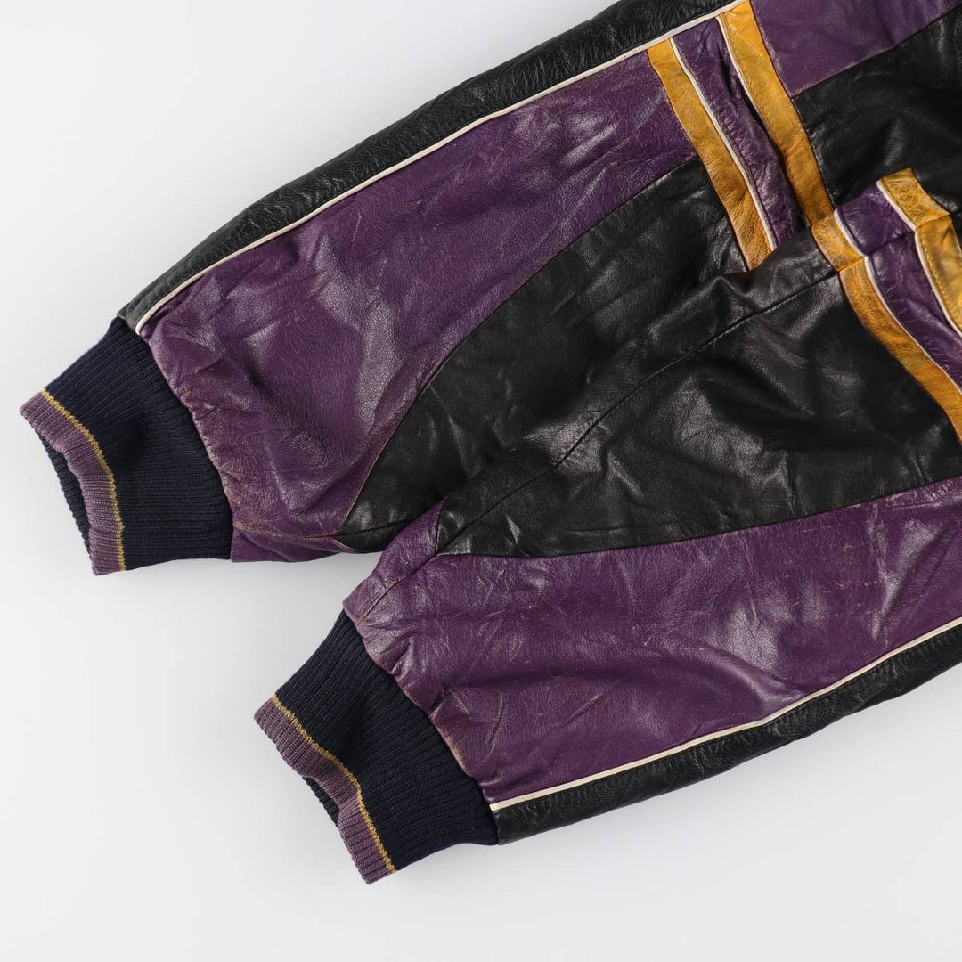 G-3 NFL MINNESOTA VIKINGS Minnesota Vikings All Leather Varsity Jacket Men's L size genuine leather black type Vintage Second Hand