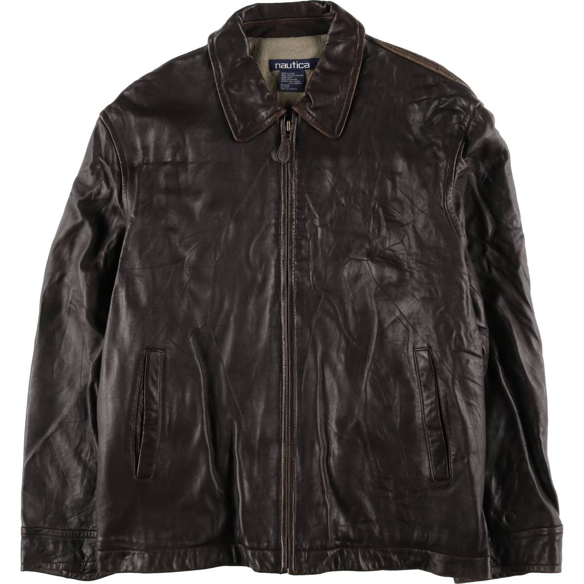 a*y様 90s nautica leather blouson Vintage Retro 1990s Mens Nautica Leather Jacket Size 42 Free