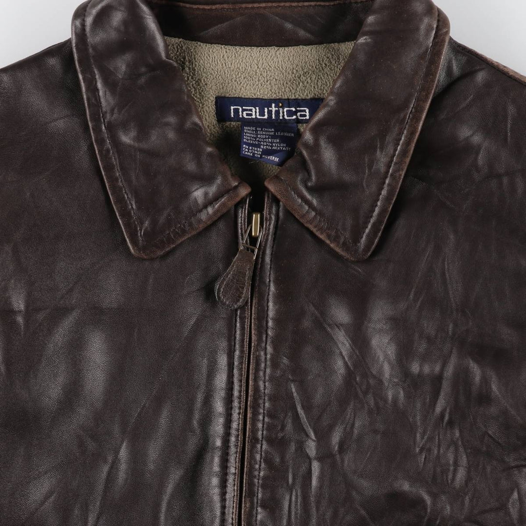 90'S NAUTICA Leather Blouson Type Men's L Size Vintage / eaa502886