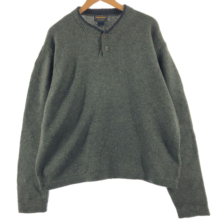 WOOLRICH Wool knit sweater, Henley neck, men's size L / eaa502919