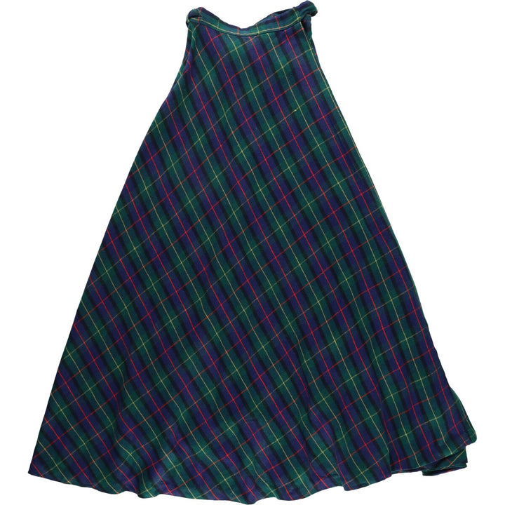 Tartan check wool maxi wrap skirt for women size M /eaa503007