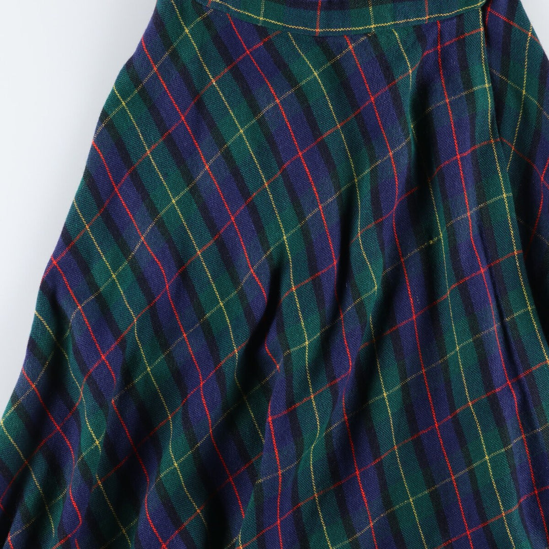 Tartan check wool maxi wrap skirt for women size M /eaa503007