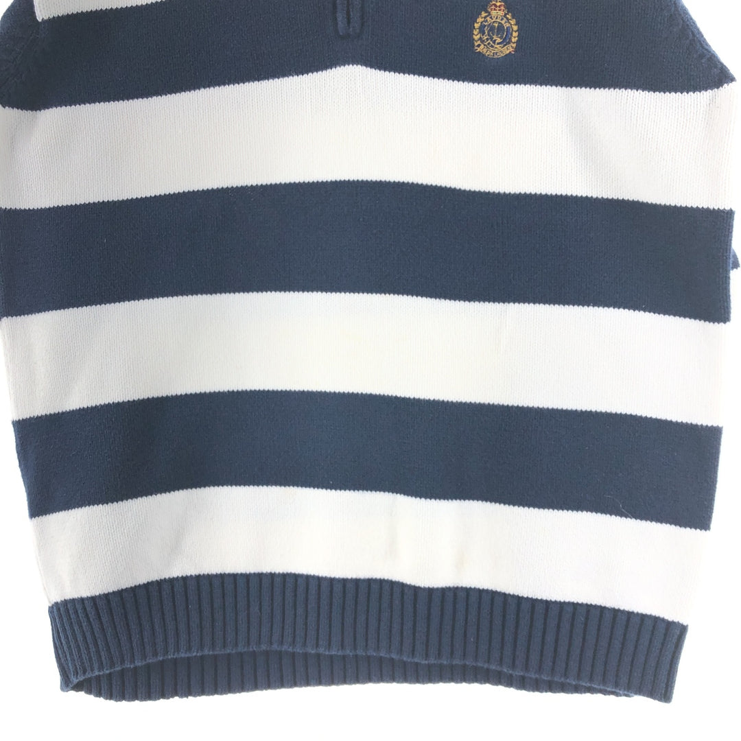 Ralph Lauren LAUREN Lauren Border Pattern Cotton Knit Half Zip Sweater Women's M size / eaa503012