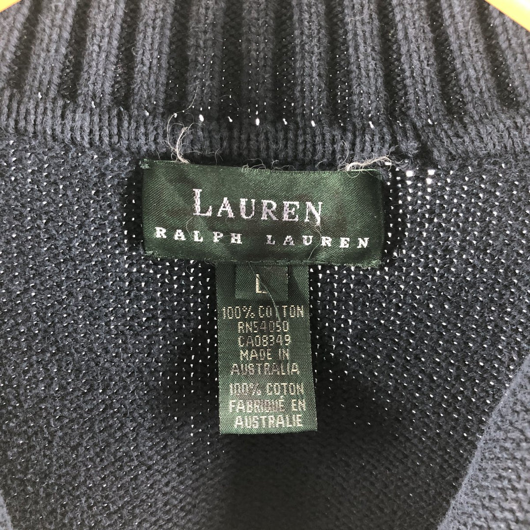 Ralph Lauren LAUREN Cotton knit half zip sweater Made in Australia Women's L size /eaa503016