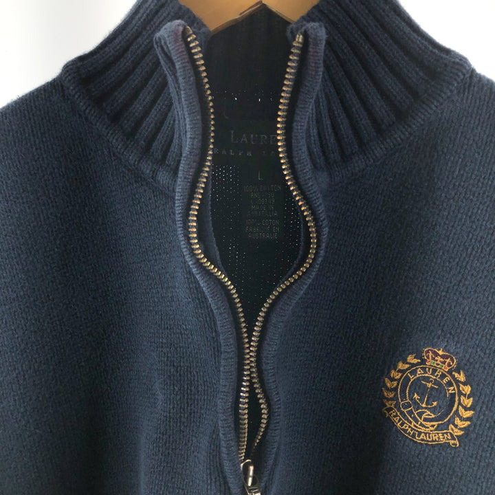 Ralph Lauren LAUREN Cotton knit half zip sweater Made in Australia Women's L size /eaa503016