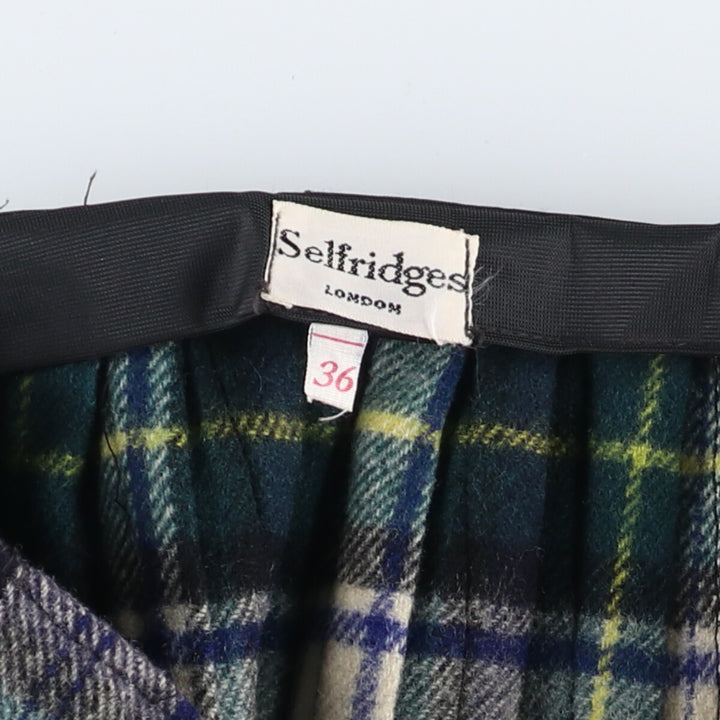 Selfridges Tartan Check Wool Maxi Wrap Skirt Women's Size L /eaa503017