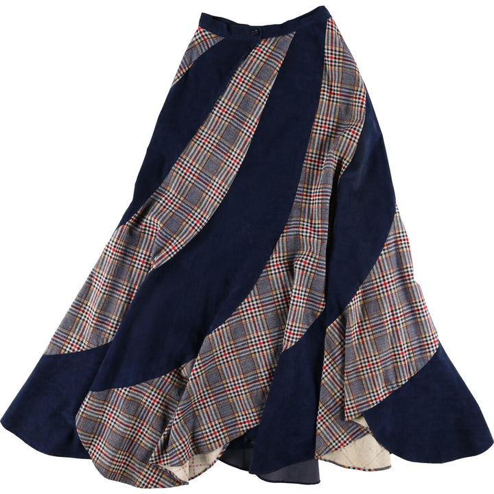 80'S ~ THE COMPANY Check Pattern Maxi Length Flare Skirt Women's M Size Vintage /eaa503020