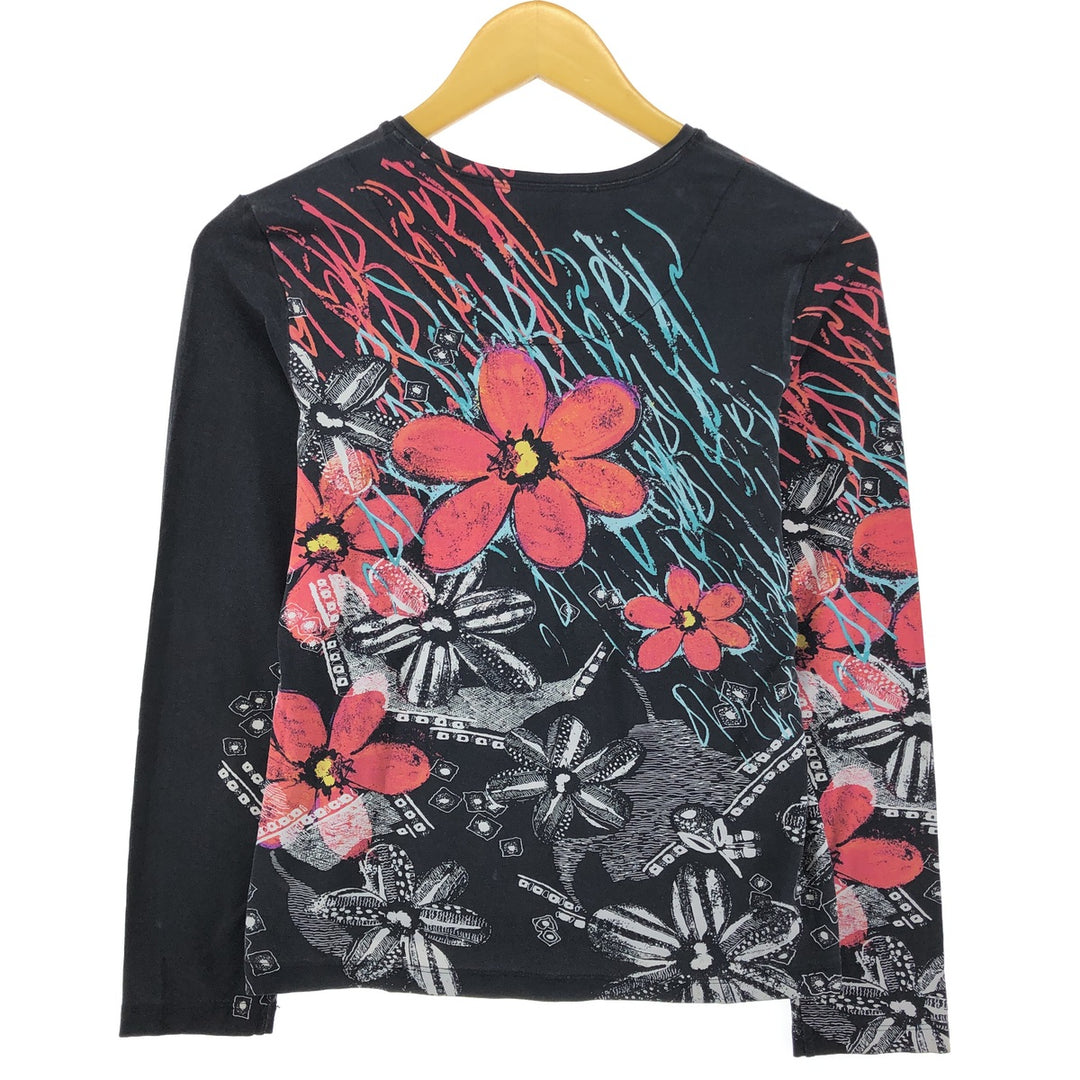 CHICO'S All-over Floral Print Long Sleeve T-Shirt, Made in Canada, Women's Size S /eaa503029