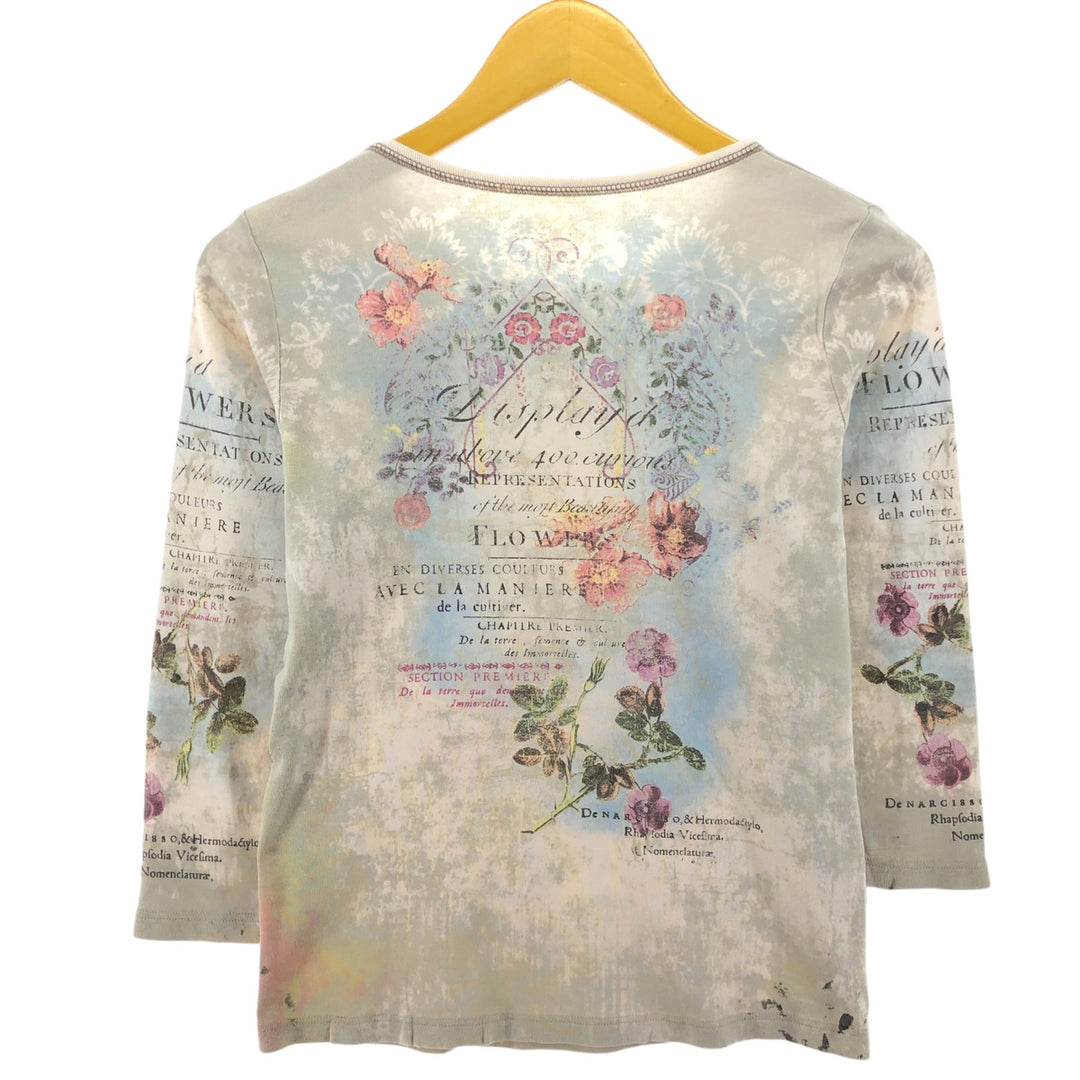 All-over floral print, 3/4 sleeve cut-and-sew, made in the USA, women's size S /eaa503031